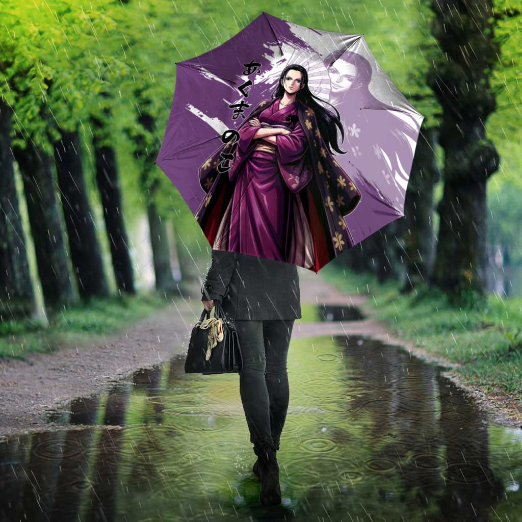 Nico Robin in Wano Kimono Elegance Umbrella Demon Child in Regal Purple - One Piece Wano Style