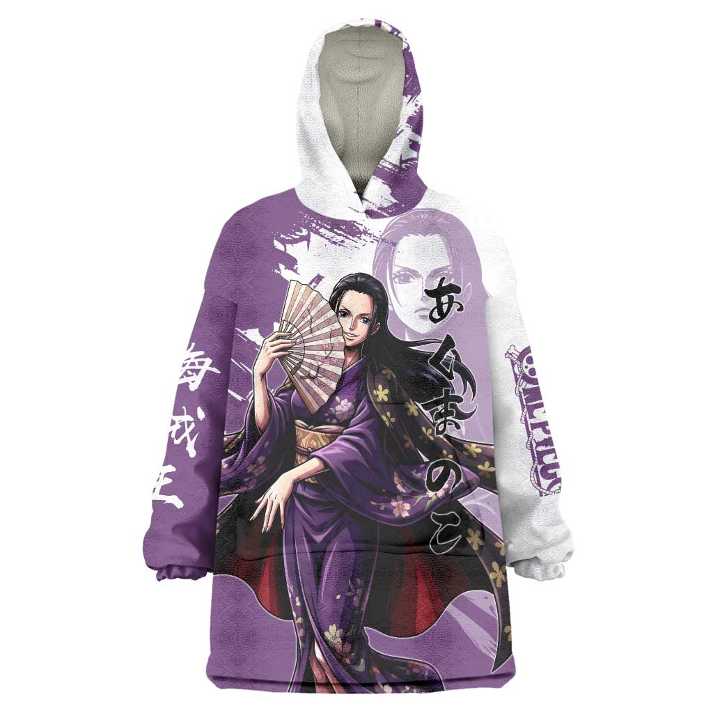 Nico Robin in Wano Kimono Elegance Wearable Blanket Hoodie Demon Child in Regal Purple - One Piece Wano Style