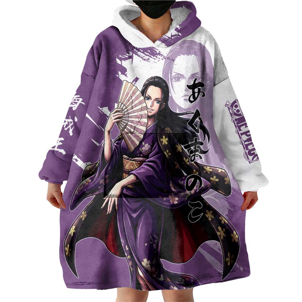 Nico Robin in Wano Kimono Elegance Wearable Blanket Hoodie Demon Child in Regal Purple - One Piece Wano Style