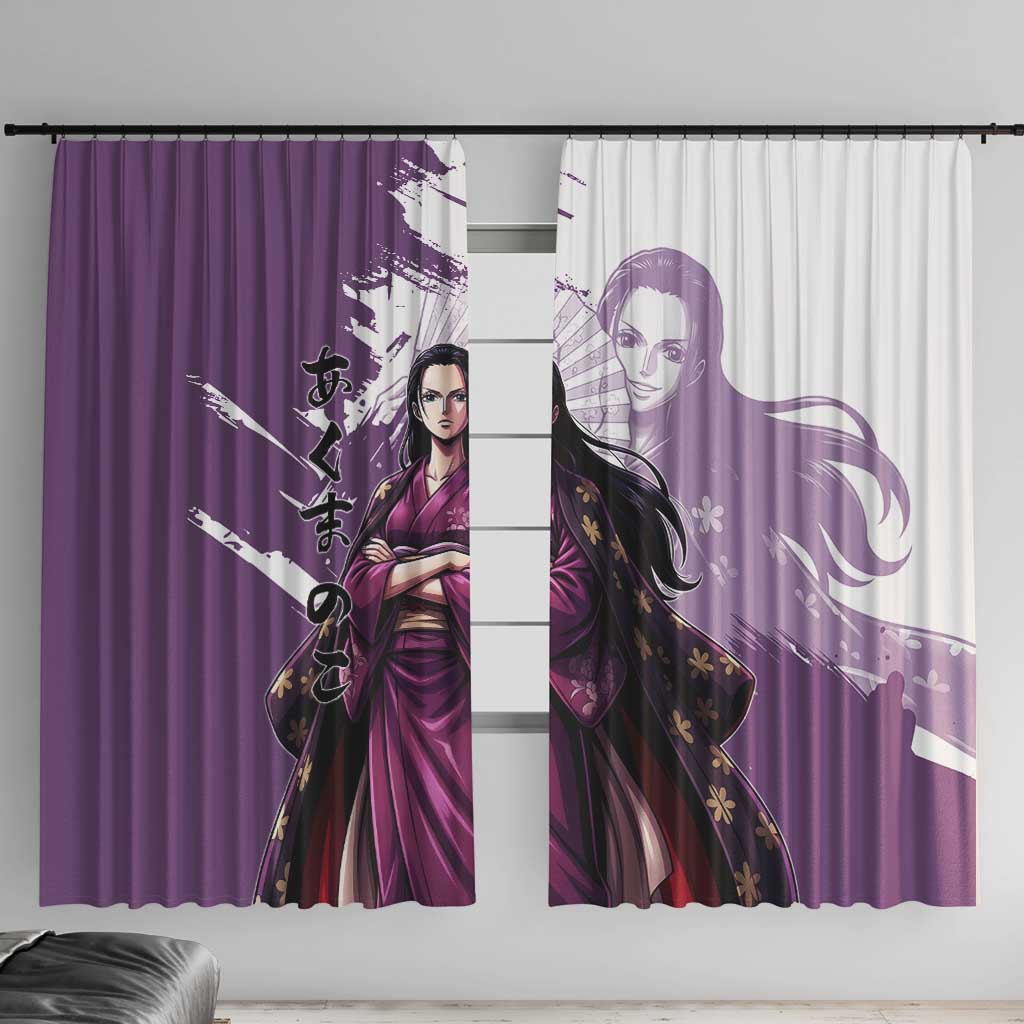 Nico Robin in Wano Kimono Elegance Window Curtain Demon Child in Regal Purple - One Piece Wano Style