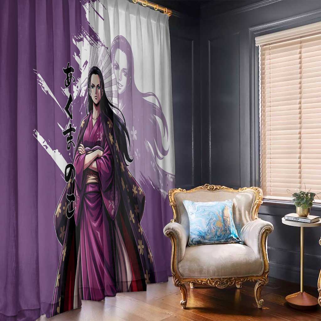 Nico Robin in Wano Kimono Elegance Window Curtain Demon Child in Regal Purple - One Piece Wano Style