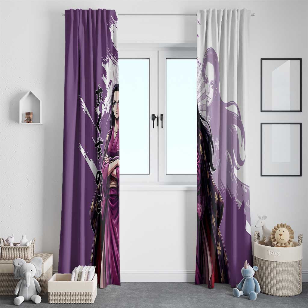 Nico Robin in Wano Kimono Elegance Window Curtain Demon Child in Regal Purple - One Piece Wano Style