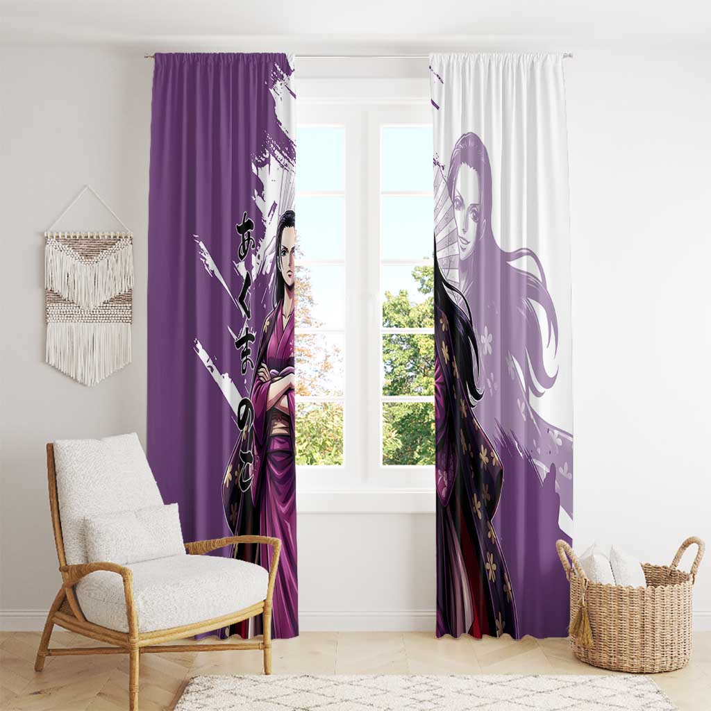 Nico Robin in Wano Kimono Elegance Window Curtain Demon Child in Regal Purple - One Piece Wano Style