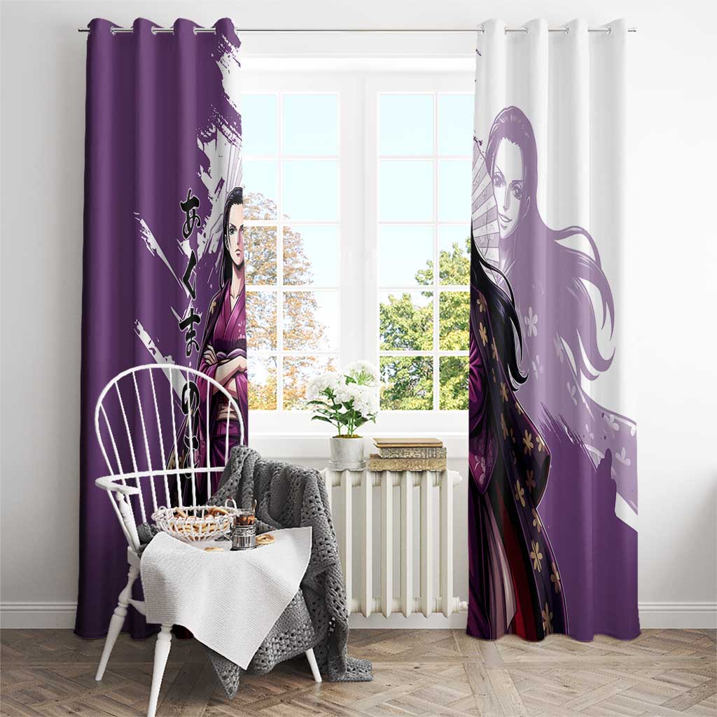 Nico Robin in Wano Kimono Elegance Window Curtain Demon Child in Regal Purple - One Piece Wano Style