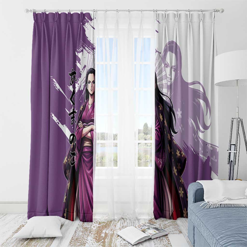 Nico Robin in Wano Kimono Elegance Window Curtain Demon Child in Regal Purple - One Piece Wano Style