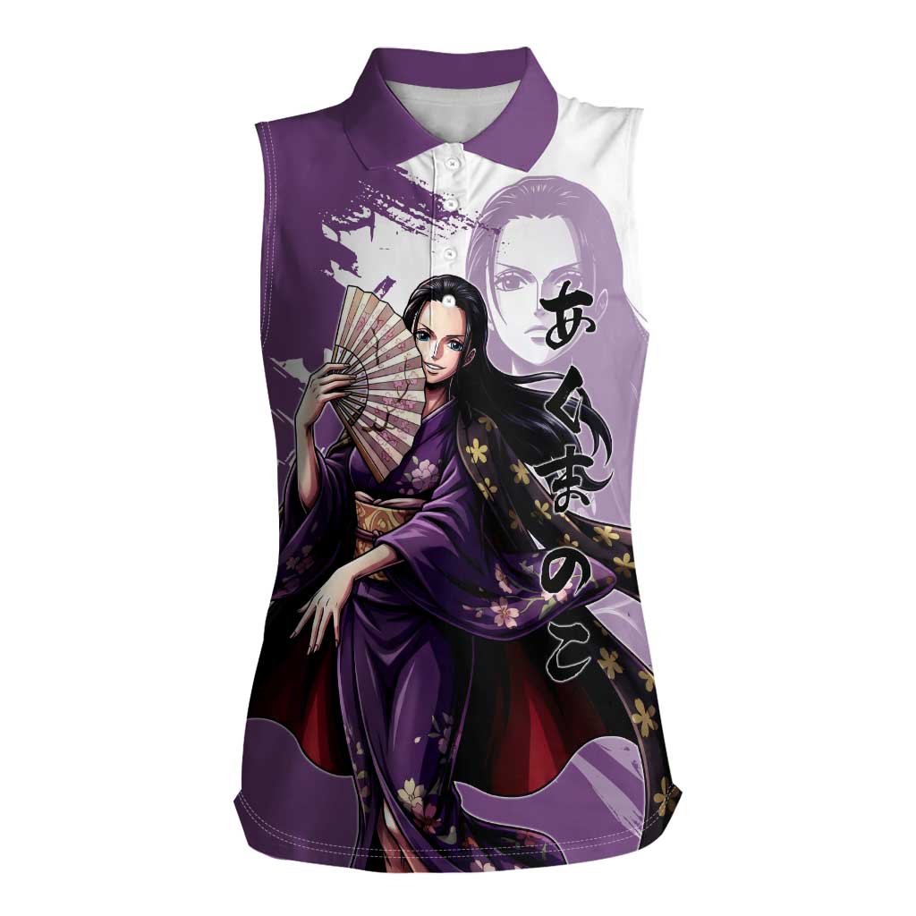 Nico Robin in Wano Kimono Elegance Women Sleeveless Polo Shirt Demon Child in Regal Purple - One Piece Wano Style