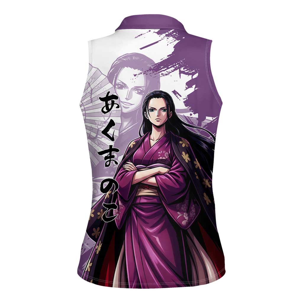 Nico Robin in Wano Kimono Elegance Women Sleeveless Polo Shirt Demon Child in Regal Purple - One Piece Wano Style