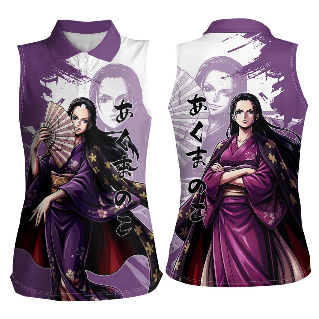 Nico Robin in Wano Kimono Elegance Women Sleeveless Polo Shirt Demon Child in Regal Purple - One Piece Wano Style