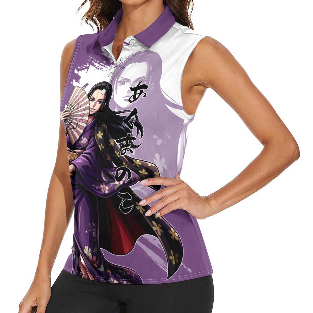 Nico Robin in Wano Kimono Elegance Women Sleeveless Polo Shirt Demon Child in Regal Purple - One Piece Wano Style