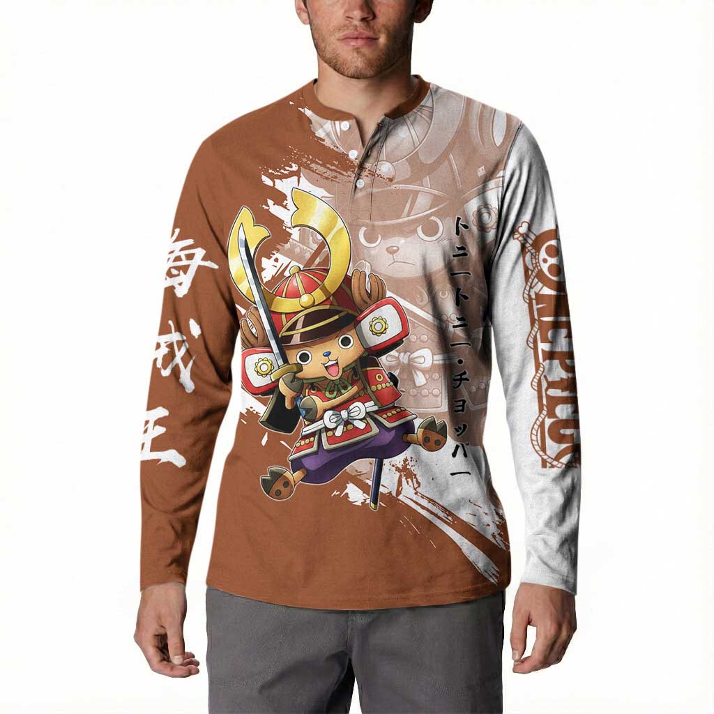 Tony Tony Chopper in Samurai Armor Button Sweatshirt Wano-Inspired Chibi Warrior Style
