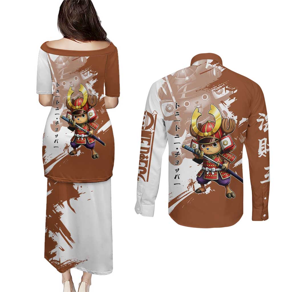 Tony Tony Chopper in Samurai Armor Couples Matching Puletasi and Long Sleeve Button Shirt Wano-Inspired Chibi Warrior Style