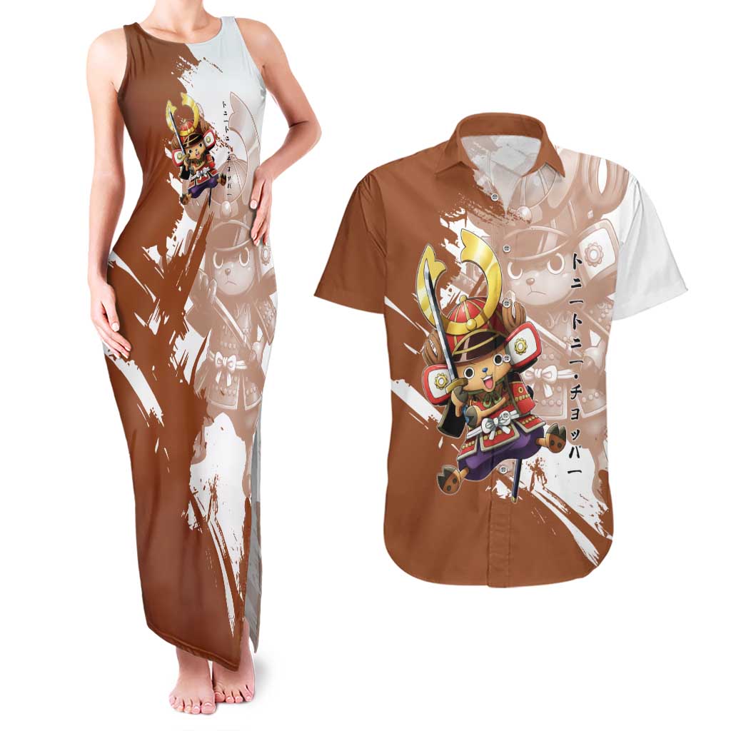 Tony Tony Chopper in Samurai Armor Couples Matching Tank Maxi Dress and Hawaiian Shirt Wano-Inspired Chibi Warrior Style