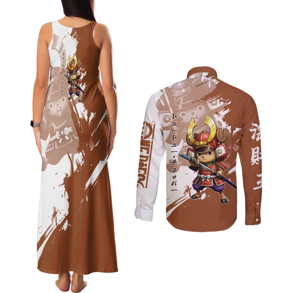 Tony Tony Chopper in Samurai Armor Couples Matching Tank Maxi Dress and Long Sleeve Button Shirt Wano-Inspired Chibi Warrior Style