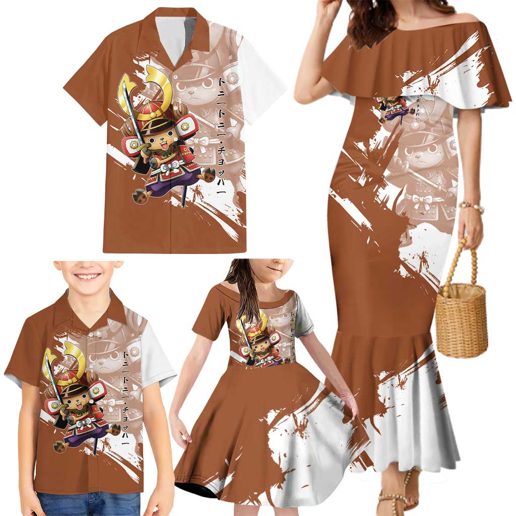 Tony Tony Chopper in Samurai Armor Family Matching Mermaid Dress and Hawaiian Shirt Wano-Inspired Chibi Warrior Style