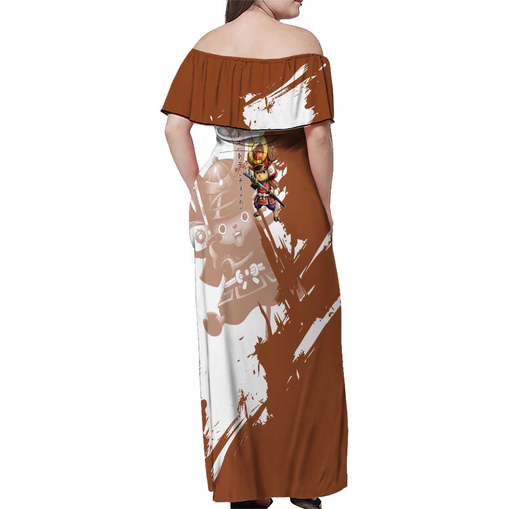 Tony Tony Chopper in Samurai Armor Family Matching Off Shoulder Maxi Dress and Hawaiian Shirt Wano-Inspired Chibi Warrior Style
