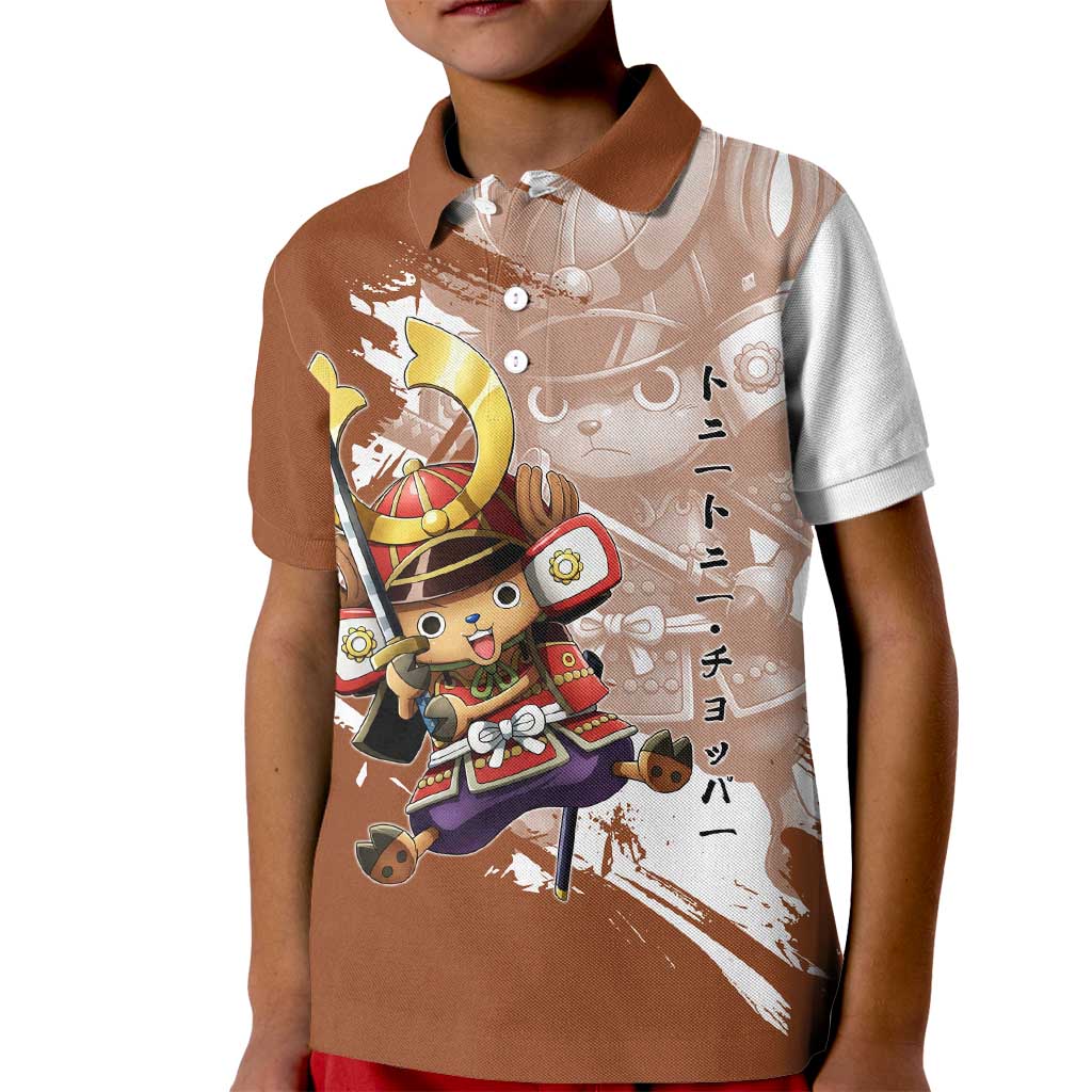Tony Tony Chopper in Samurai Armor Kid Polo Shirt Wano-Inspired Chibi Warrior Style