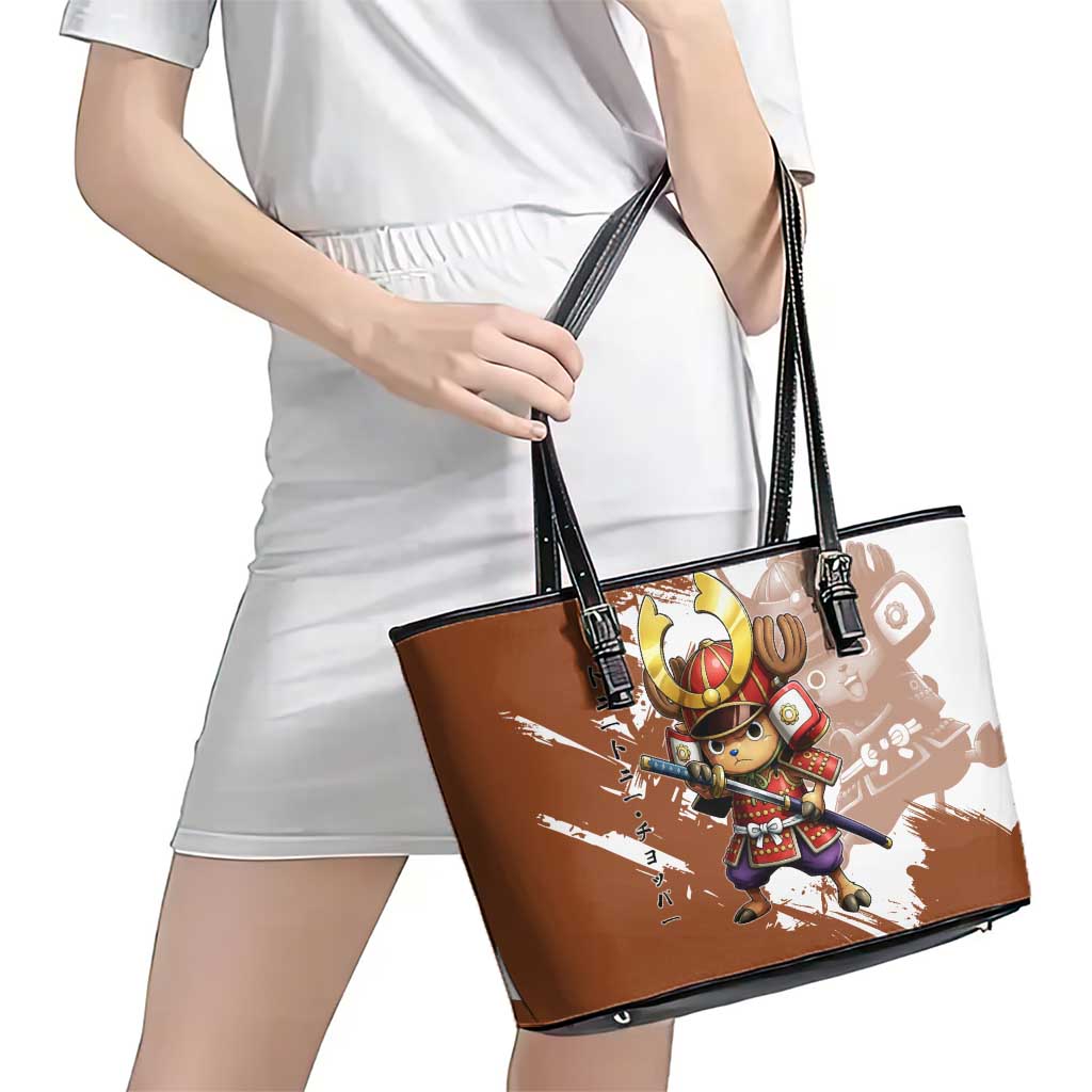 Tony Tony Chopper in Samurai Armor Leather Tote Bag Wano-Inspired Chibi Warrior Style