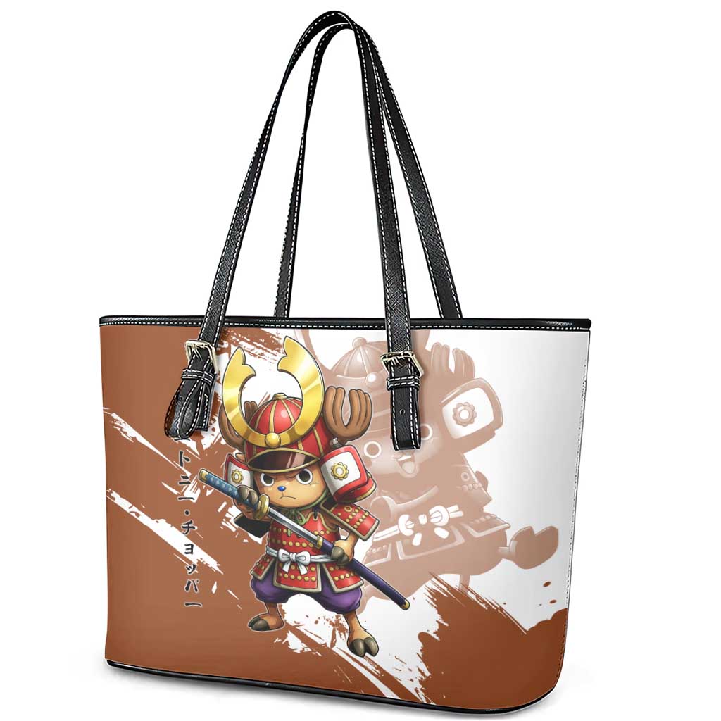 Tony Tony Chopper in Samurai Armor Leather Tote Bag Wano-Inspired Chibi Warrior Style