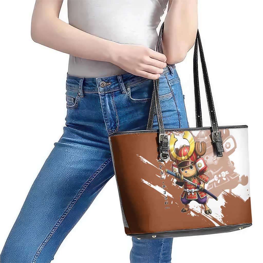 Tony Tony Chopper in Samurai Armor Leather Tote Bag Wano-Inspired Chibi Warrior Style
