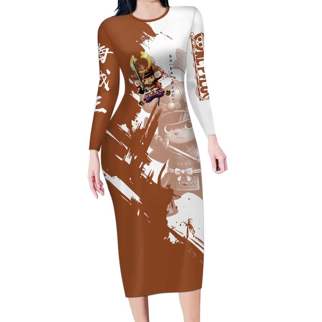 Tony Tony Chopper in Samurai Armor Long Sleeve Bodycon Dress Wano-Inspired Chibi Warrior Style