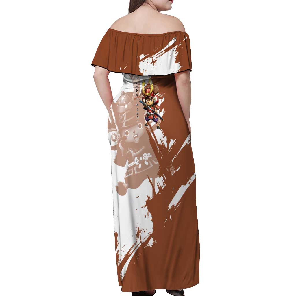 Tony Tony Chopper in Samurai Armor Off Shoulder Maxi Dress Wano-Inspired Chibi Warrior Style