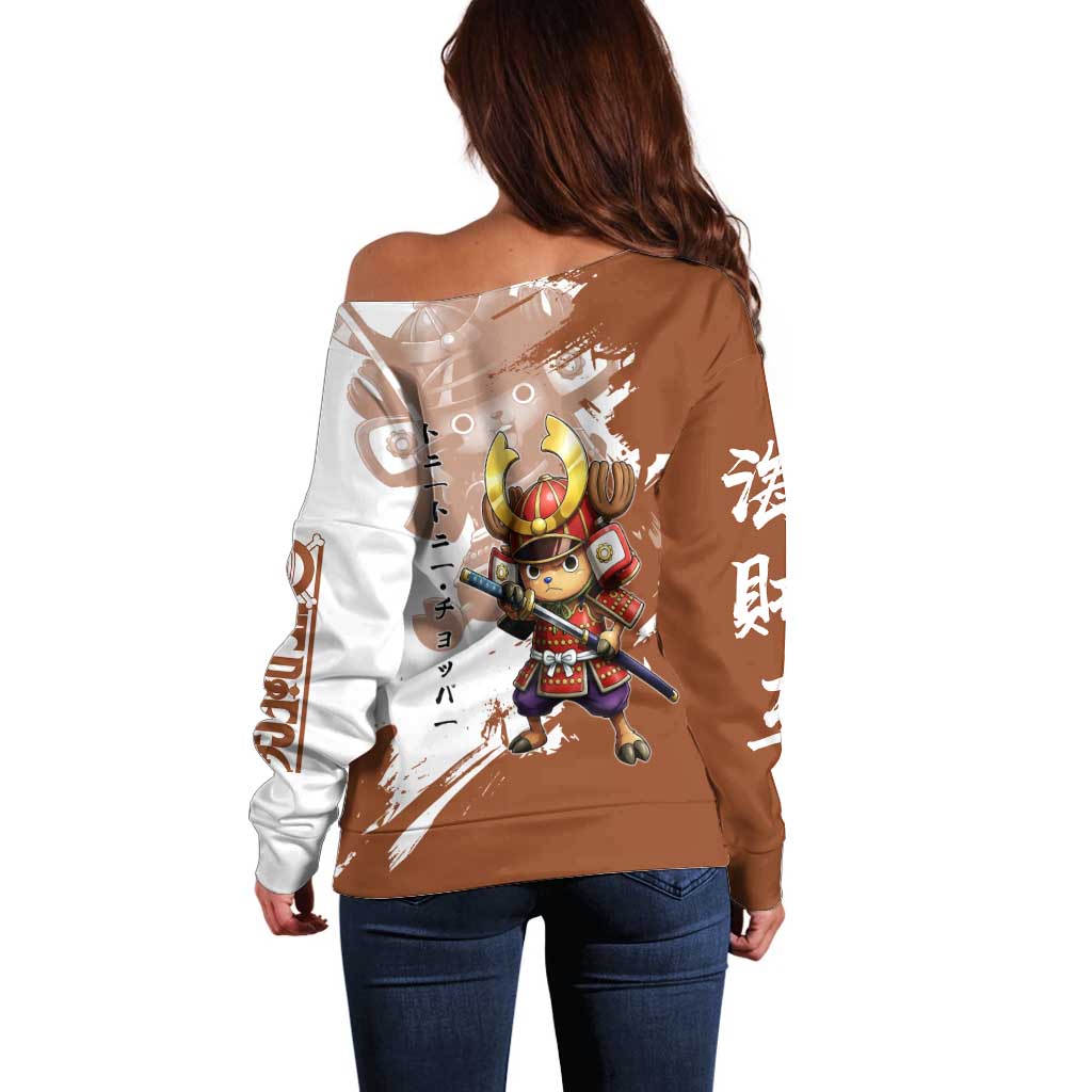 Tony Tony Chopper in Samurai Armor Off Shoulder Sweater Wano-Inspired Chibi Warrior Style