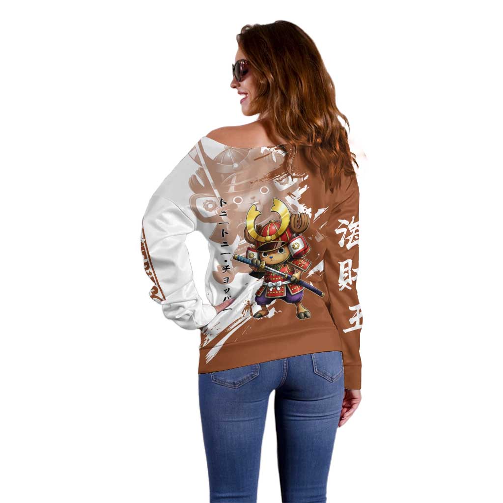 Tony Tony Chopper in Samurai Armor Off Shoulder Sweater Wano-Inspired Chibi Warrior Style