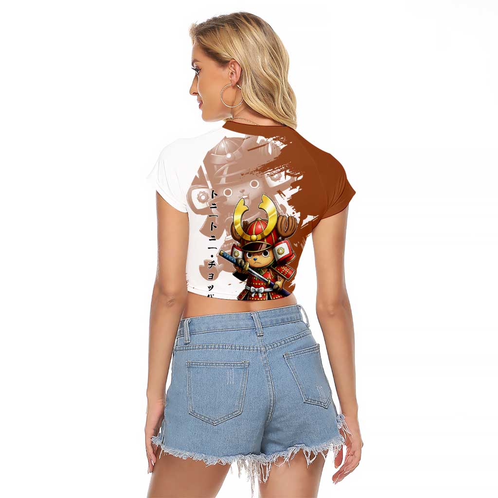 Tony Tony Chopper in Samurai Armor Raglan Cropped T Shirt Wano-Inspired Chibi Warrior Style