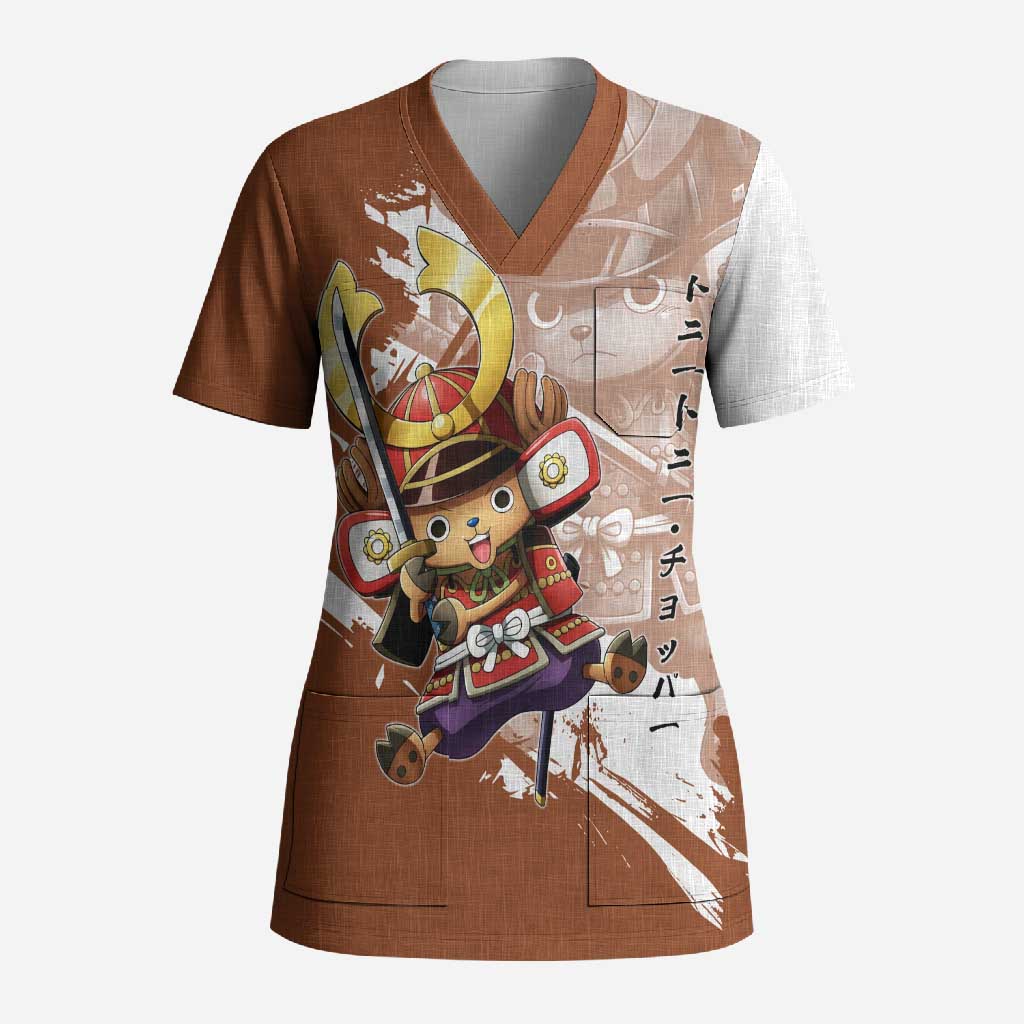Tony Tony Chopper in Samurai Armor Scrub Top Wano-Inspired Chibi Warrior Style