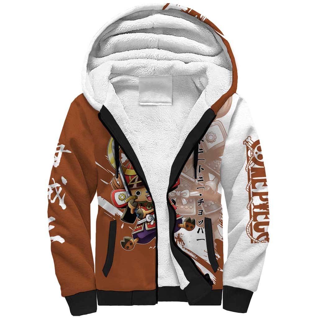 Tony Tony Chopper in Samurai Armor Sherpa Hoodie Wano-Inspired Chibi Warrior Style