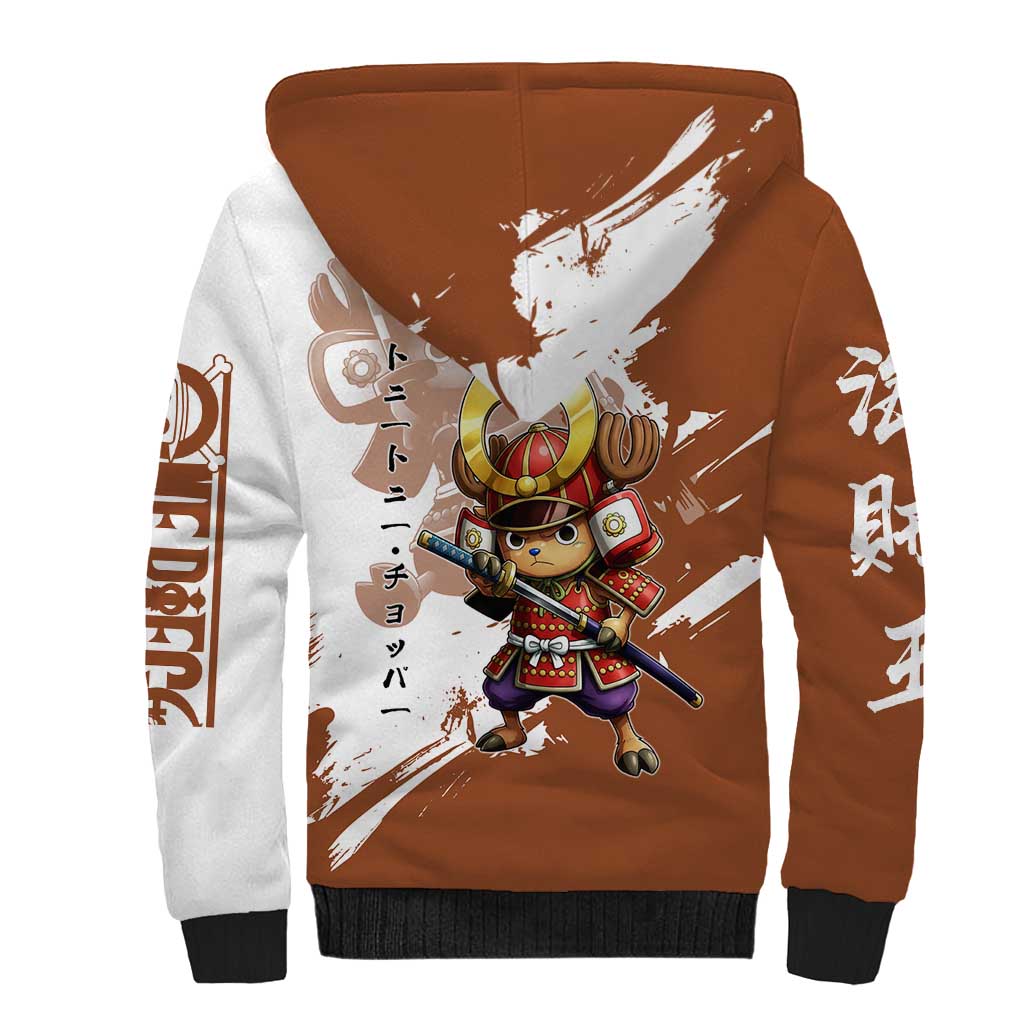Tony Tony Chopper in Samurai Armor Sherpa Hoodie Wano-Inspired Chibi Warrior Style