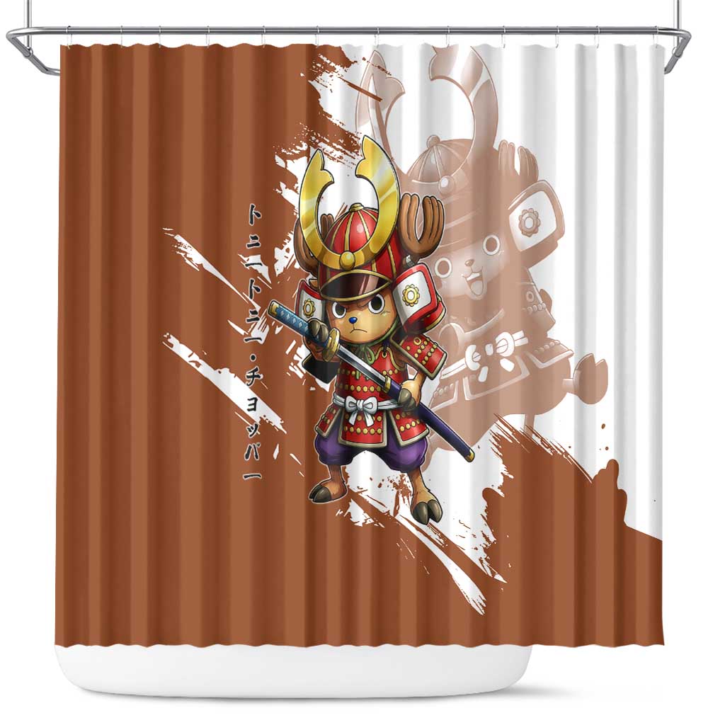 Tony Tony Chopper in Samurai Armor Shower Curtain Wano-Inspired Chibi Warrior Style