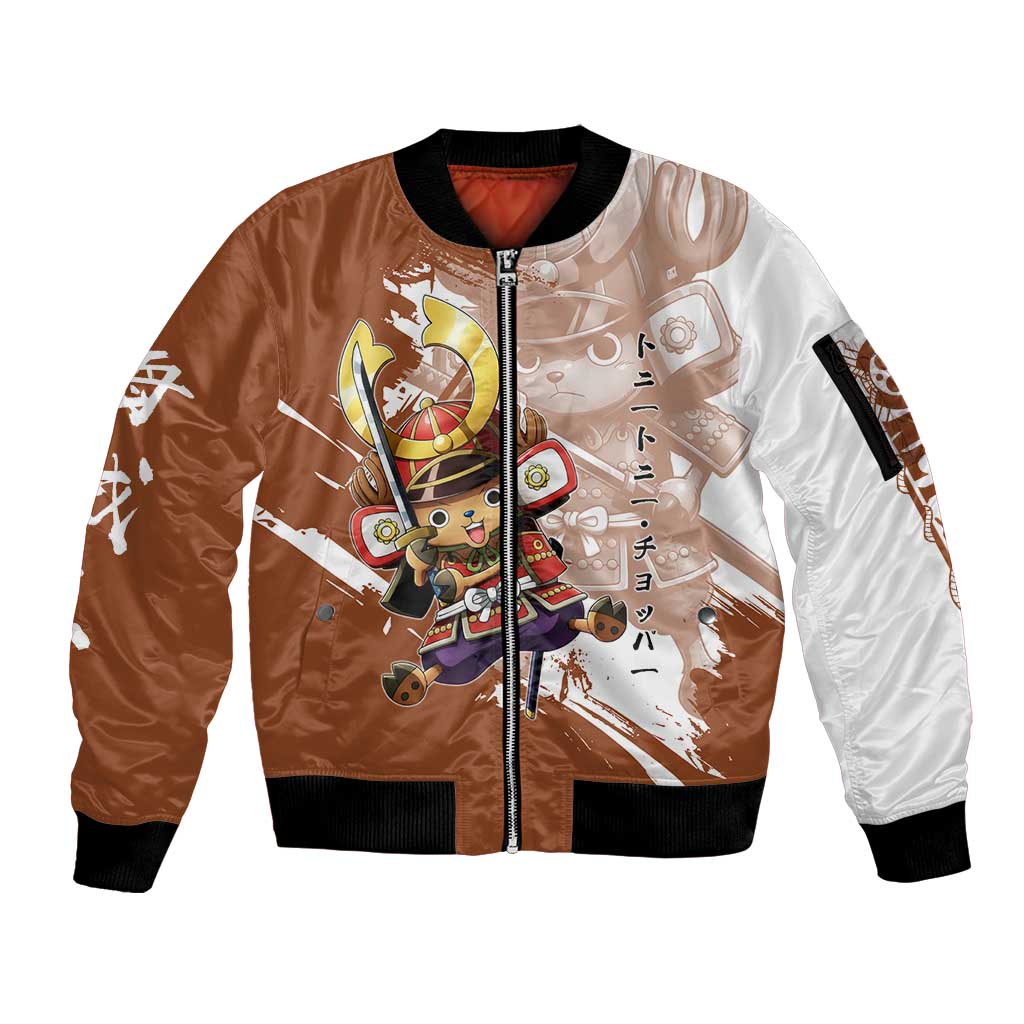 Tony Tony Chopper in Samurai Armor Sleeve Zip Bomber Jacket Wano-Inspired Chibi Warrior Style