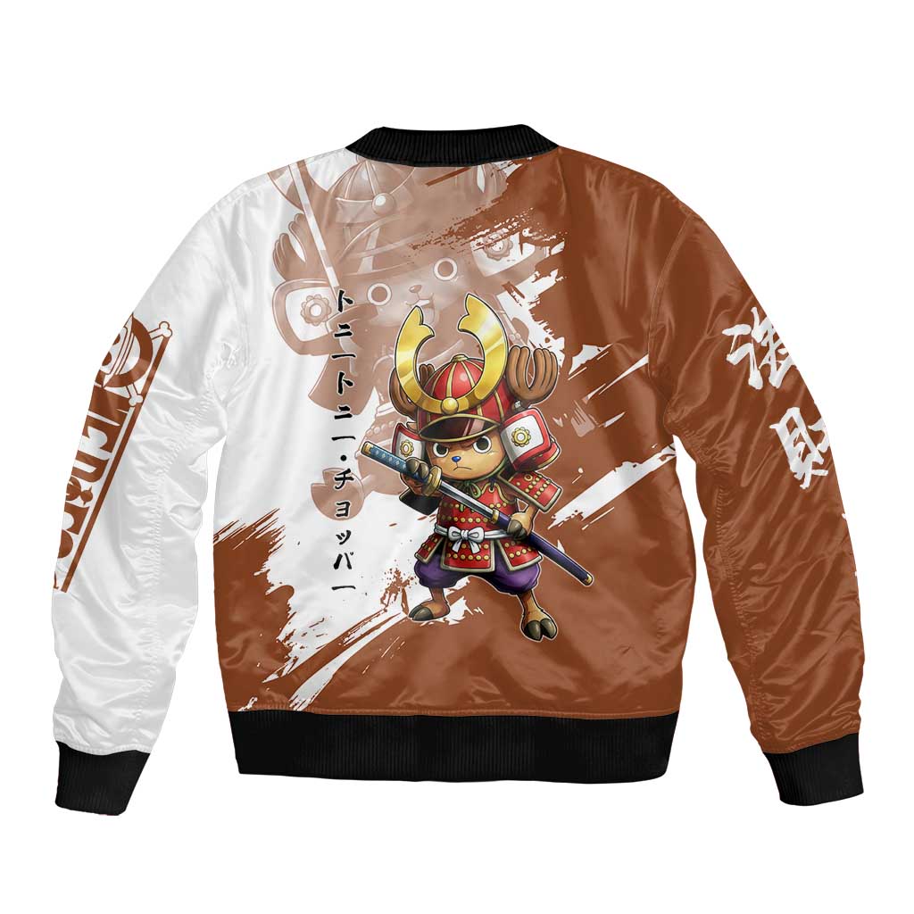 Tony Tony Chopper in Samurai Armor Sleeve Zip Bomber Jacket Wano-Inspired Chibi Warrior Style