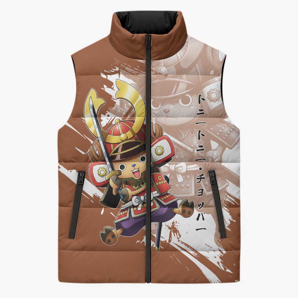 Tony Tony Chopper in Samurai Armor Sleeveless Puffer Jacket Wano-Inspired Chibi Warrior Style