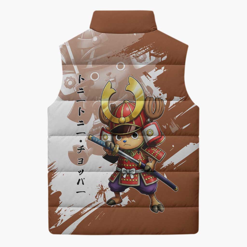 Tony Tony Chopper in Samurai Armor Sleeveless Puffer Jacket Wano-Inspired Chibi Warrior Style