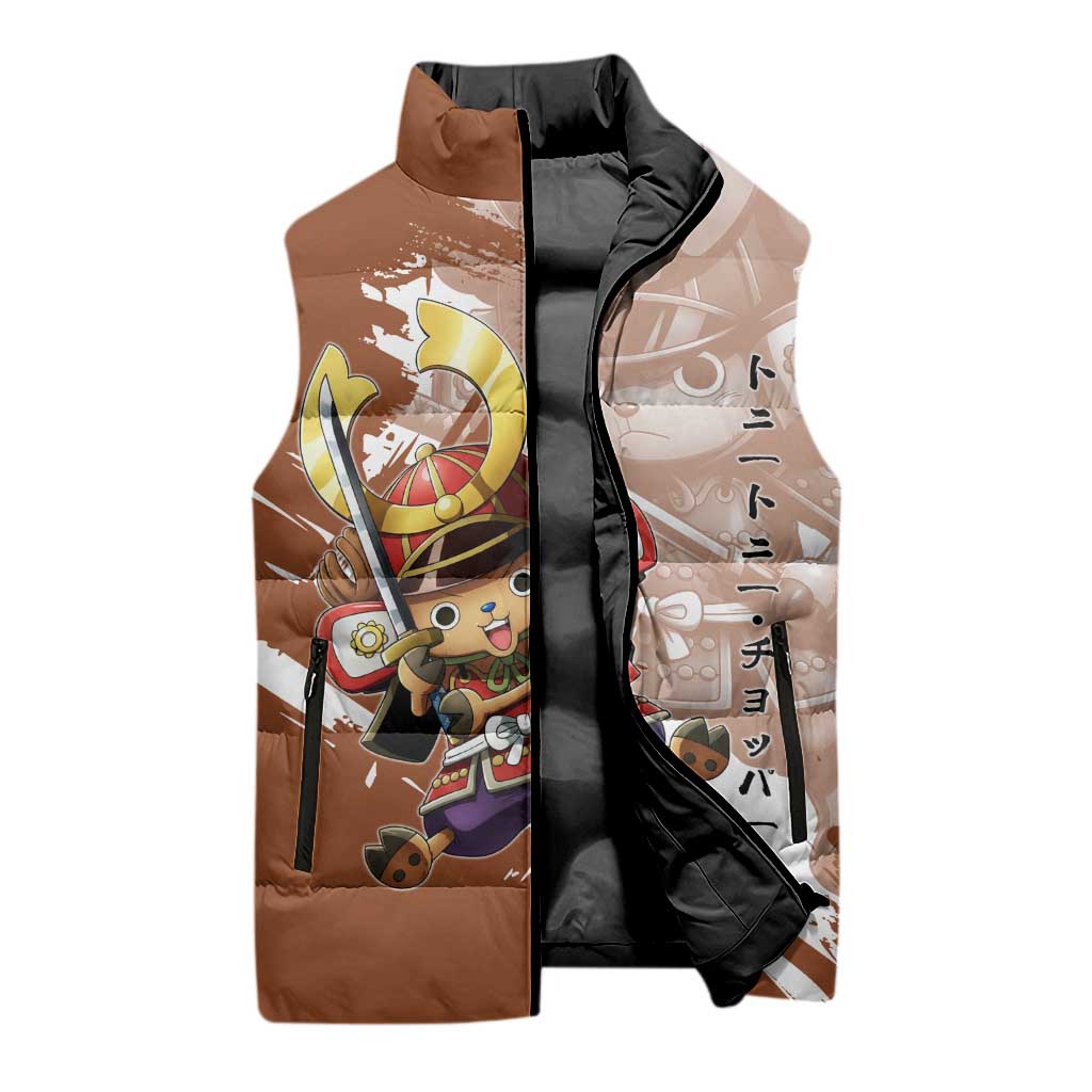 Tony Tony Chopper in Samurai Armor Sleeveless Puffer Jacket Wano-Inspired Chibi Warrior Style