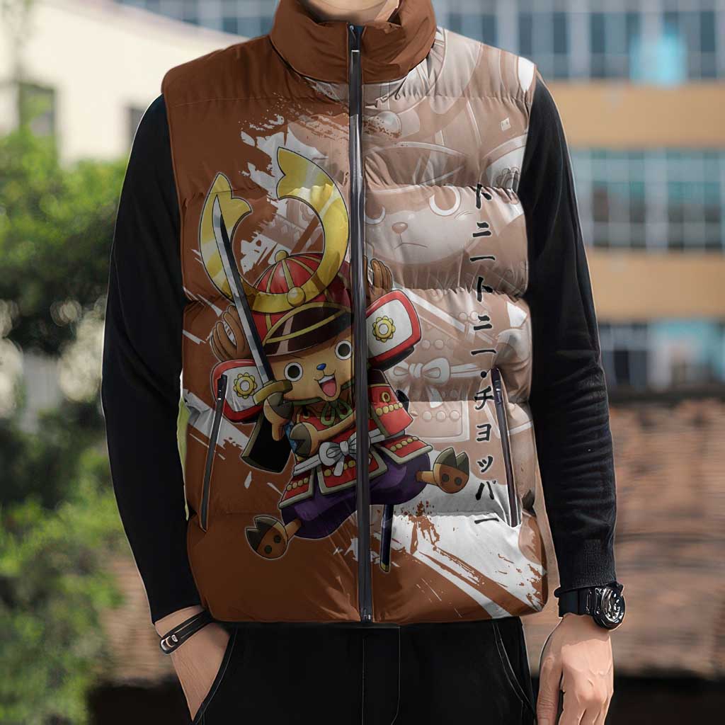 Tony Tony Chopper in Samurai Armor Sleeveless Puffer Jacket Wano-Inspired Chibi Warrior Style