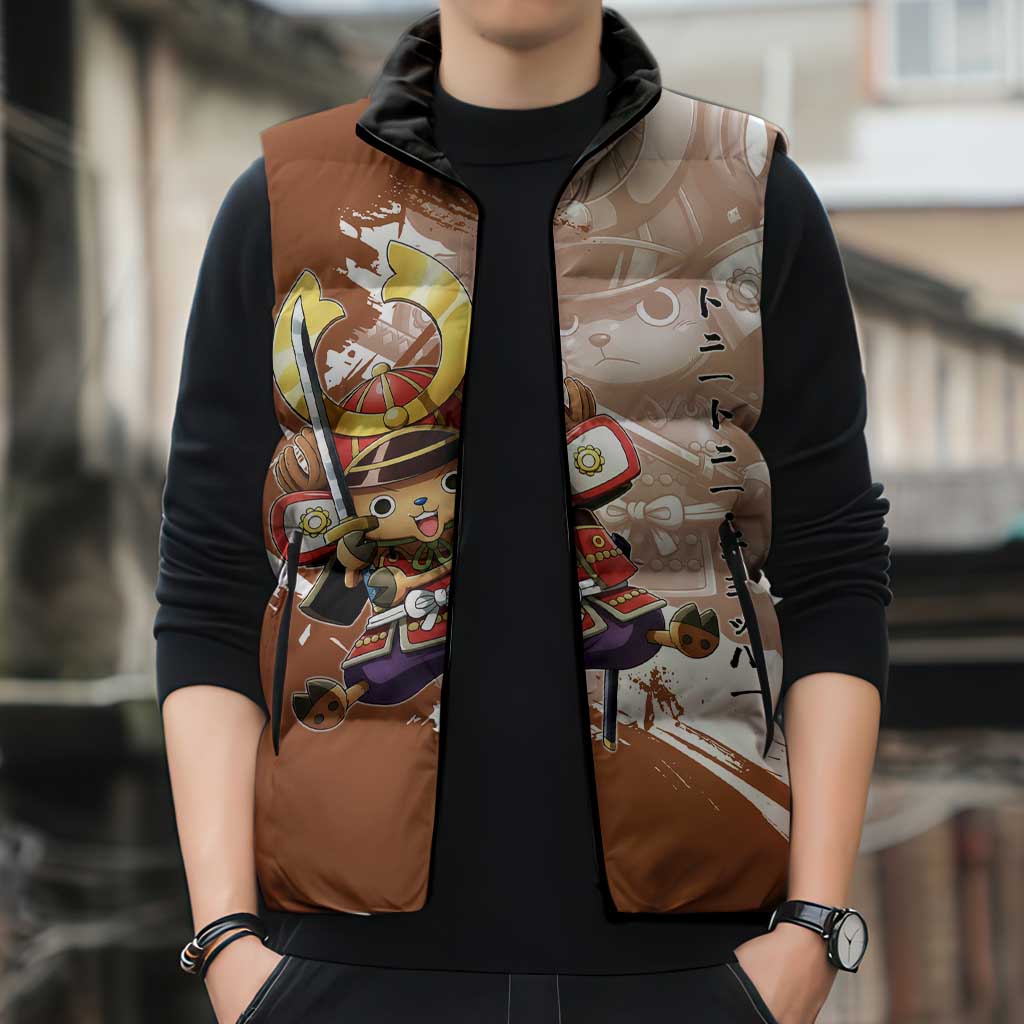 Tony Tony Chopper in Samurai Armor Sleeveless Puffer Jacket Wano-Inspired Chibi Warrior Style