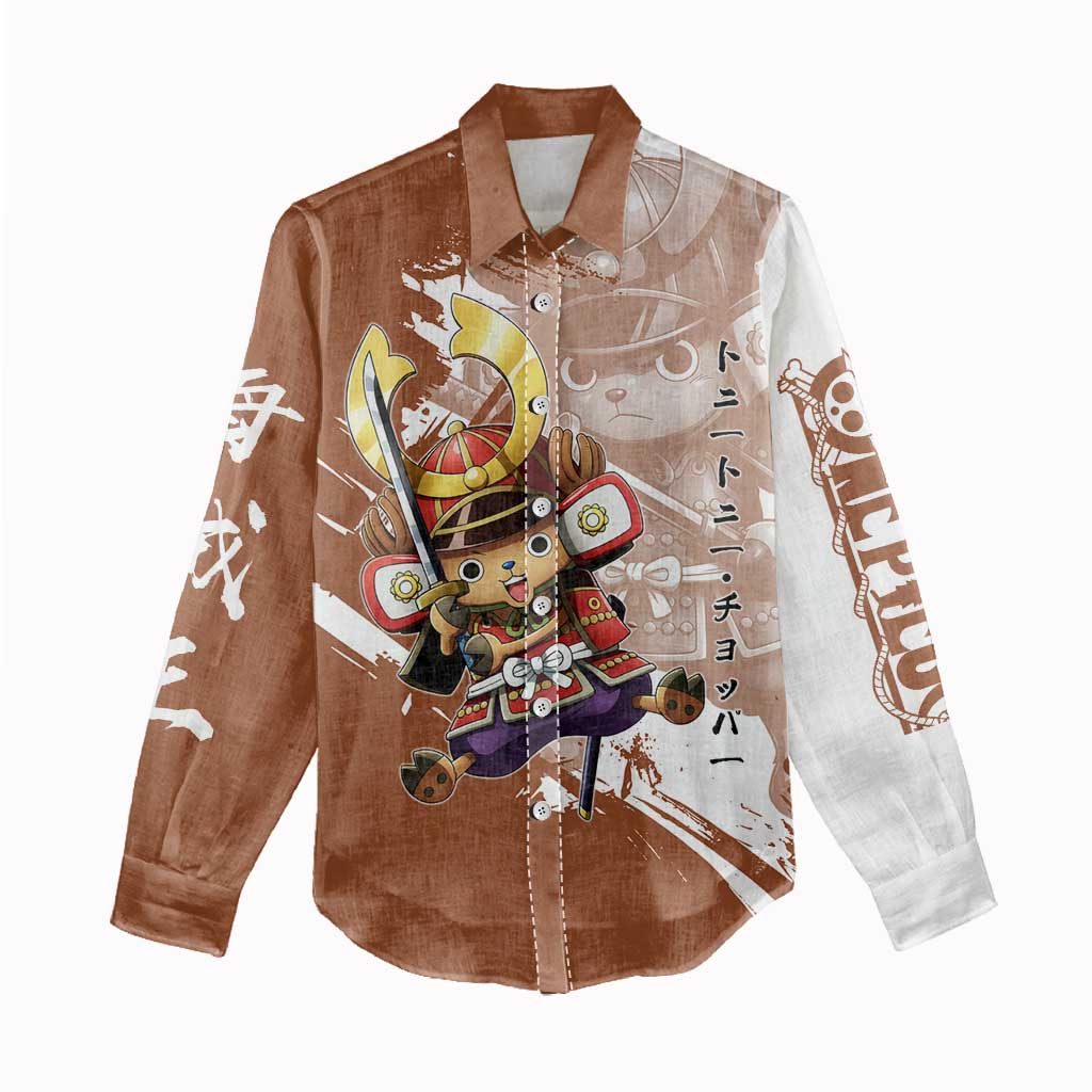 Tony Tony Chopper in Samurai Armor Women Casual Shirt Wano-Inspired Chibi Warrior Style