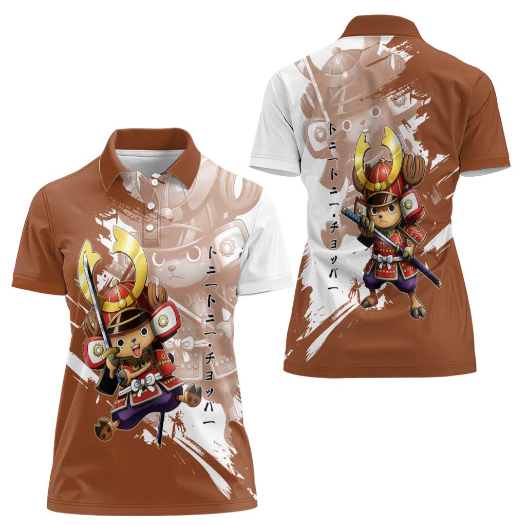 Tony Tony Chopper in Samurai Armor Women Polo Shirt Wano-Inspired Chibi Warrior Style