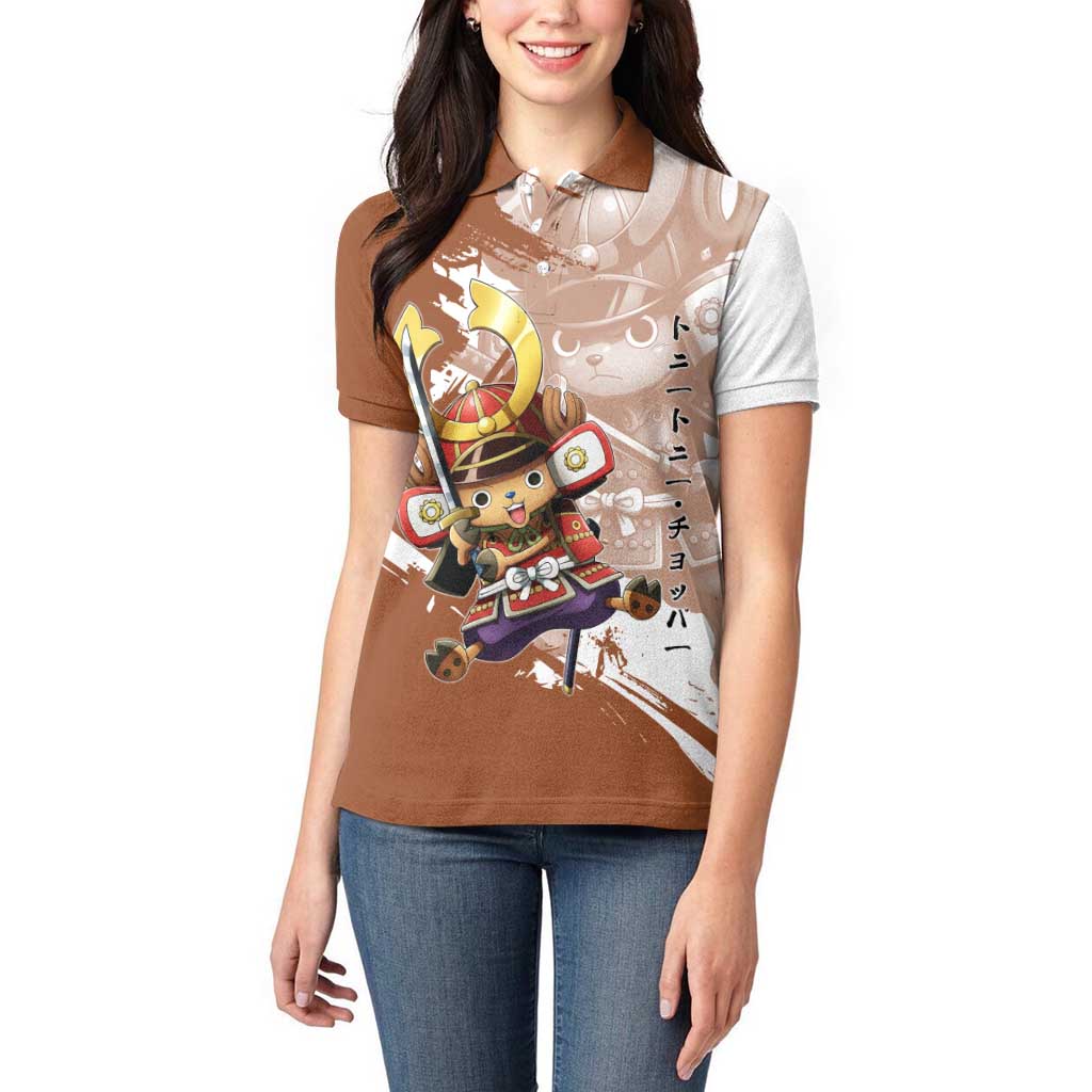 Tony Tony Chopper in Samurai Armor Women Polo Shirt Wano-Inspired Chibi Warrior Style