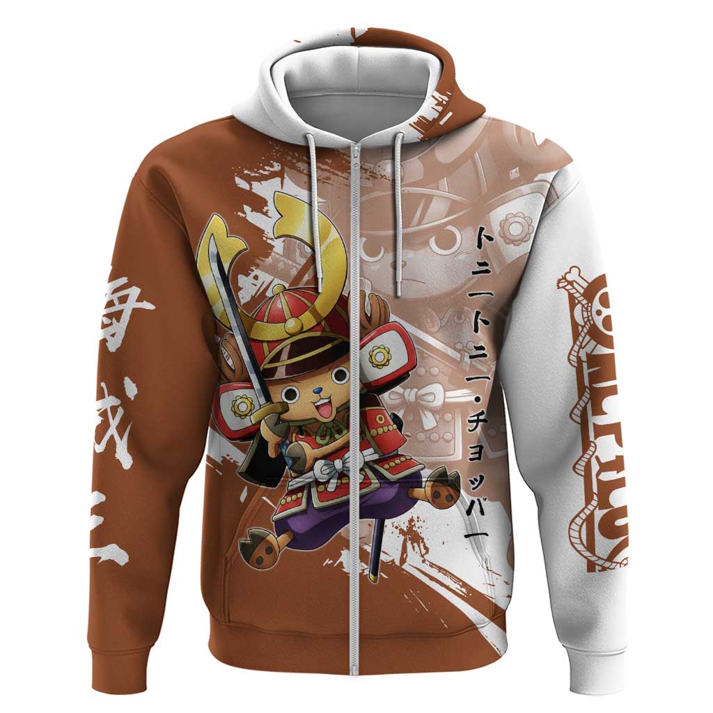 Tony Tony Chopper in Samurai Armor Zip Hoodie Wano-Inspired Chibi Warrior Style
