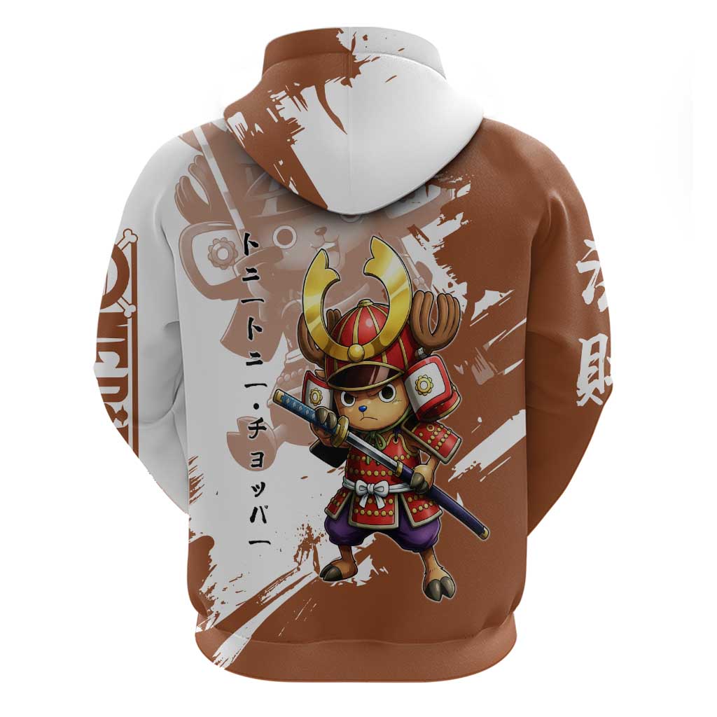 Tony Tony Chopper in Samurai Armor Zip Hoodie Wano-Inspired Chibi Warrior Style