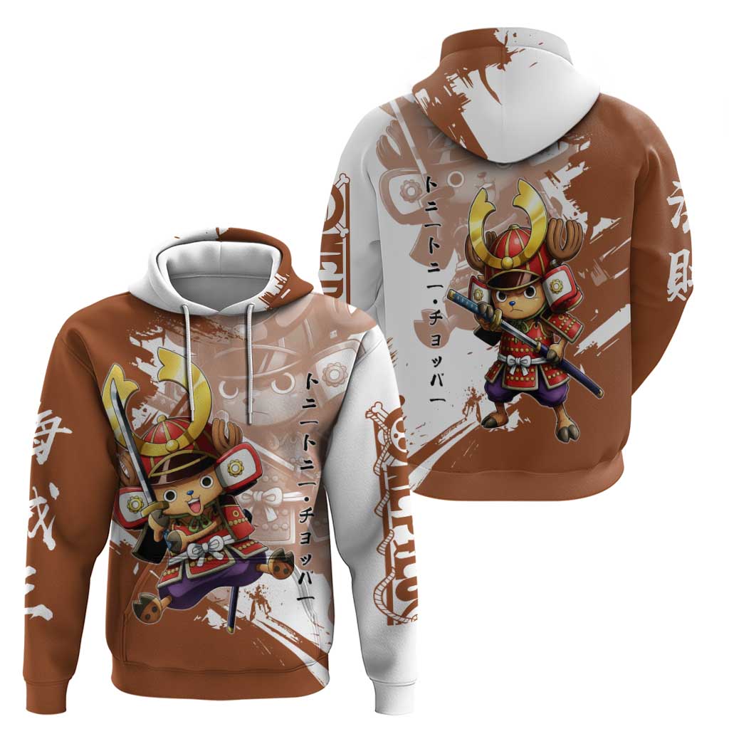 Tony Tony Chopper in Samurai Armor Zip Hoodie Wano-Inspired Chibi Warrior Style