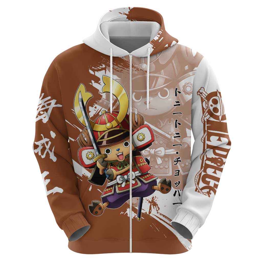 Tony Tony Chopper in Samurai Armor Zip Hoodie Wano-Inspired Chibi Warrior Style