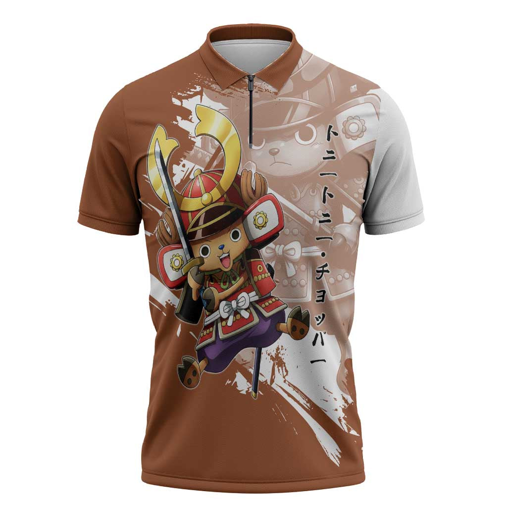 Tony Tony Chopper in Samurai Armor Zipper Polo Shirt Wano-Inspired Chibi Warrior Style