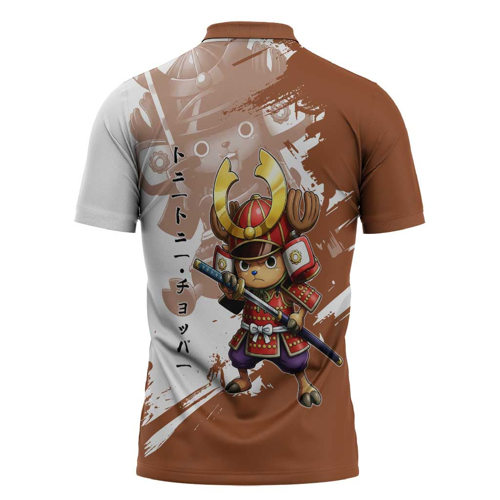 Tony Tony Chopper in Samurai Armor Zipper Polo Shirt Wano-Inspired Chibi Warrior Style