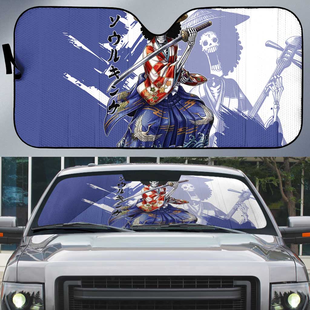 Brook in Wano Samurai Attire Auto Sun Shade Soul King Brook - Traditional Japanese Style