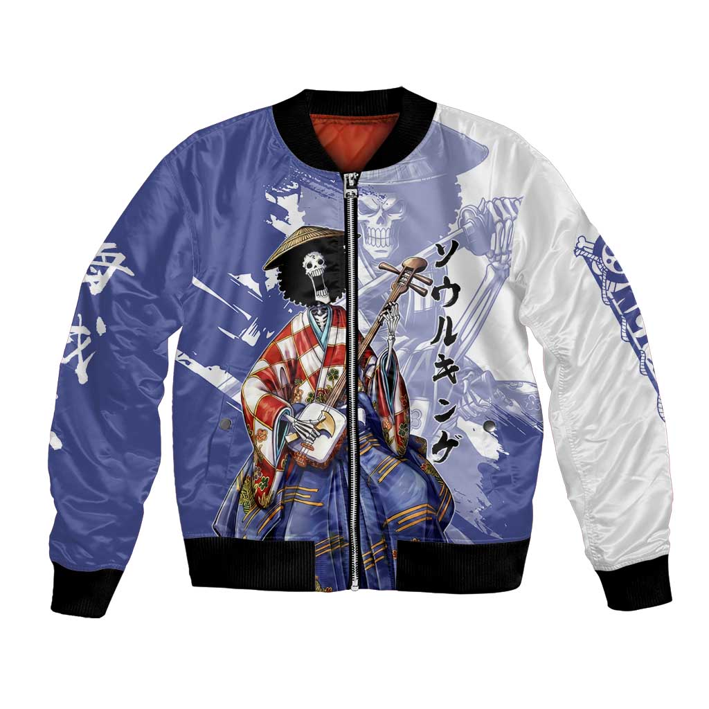 Brook in Wano Samurai Attire Bomber Jacket Soul King Brook - Traditional Japanese Style